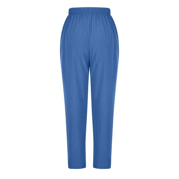 Tawop Scrubs for Women Scrub Pants Elastic Waist Straight Leg Long Nurse Pants M