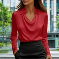 thumbnail image 1 of Tawop Shirts Long Sleeves Round Neck Elegant,Red,Size M, 1 of 6