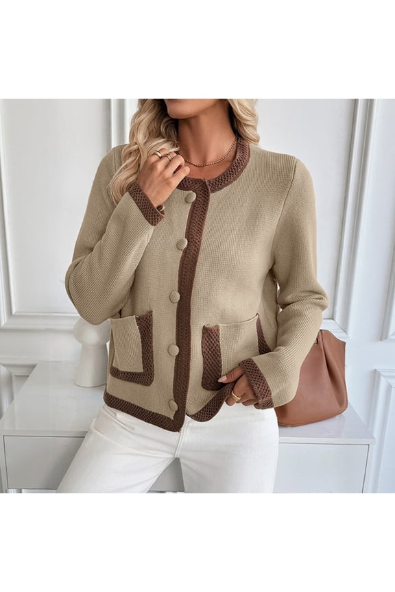 Shirts Long Sleeves Round Neck Plaid Cardigans,Yellow,Size M