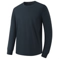 thumbnail image 1 of Tawop Shirts for Men Crew Neck Long Sleeve Workout Casual Dark Blue L, 1 of 9
