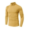 thumbnail image 1 of Tawop Shirts for Men Long Sleeve Solid Turtleneck Casual Fall Winter Yellow S, 1 of 4
