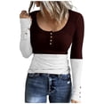 thumbnail image 1 of Tawop Shirts for Women Womens T Shirts Round Neck Long Sleeve Loose Button Red Xl(Us:10), 1 of 3