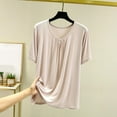 thumbnail image 1 of Tawop Shirts for Women Womens T Shirts Round Neck Short Sleeve Solid Pajamas Thin Beige L, 1 of 7