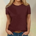 thumbnail image 1 of Tawop Shirts for Women Womens T Shirts Round Neck Short Sleeve Solid Red M(Us:6), 1 of 5