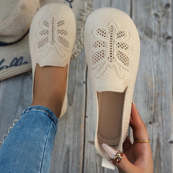 Tawop Shoes Women Slip On Casual Flat Women Shoes Round Toe Breathable Loafers Soft Versatile