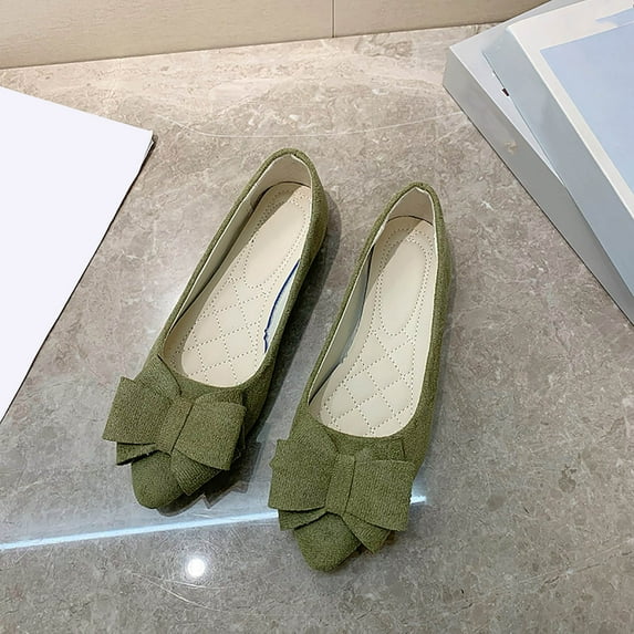 Tawop Shoes Women Walking Work Casual Flat Womans Shoes Pointy Toe Candy Colors Bowknot