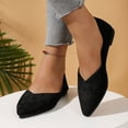 thumbnail image 1 of Tawop Shoes Women Womens Dress Shoes Work Shoes Flats Casual Hollow Pointy Toe Suede Dress Black 7, 1 of 7
