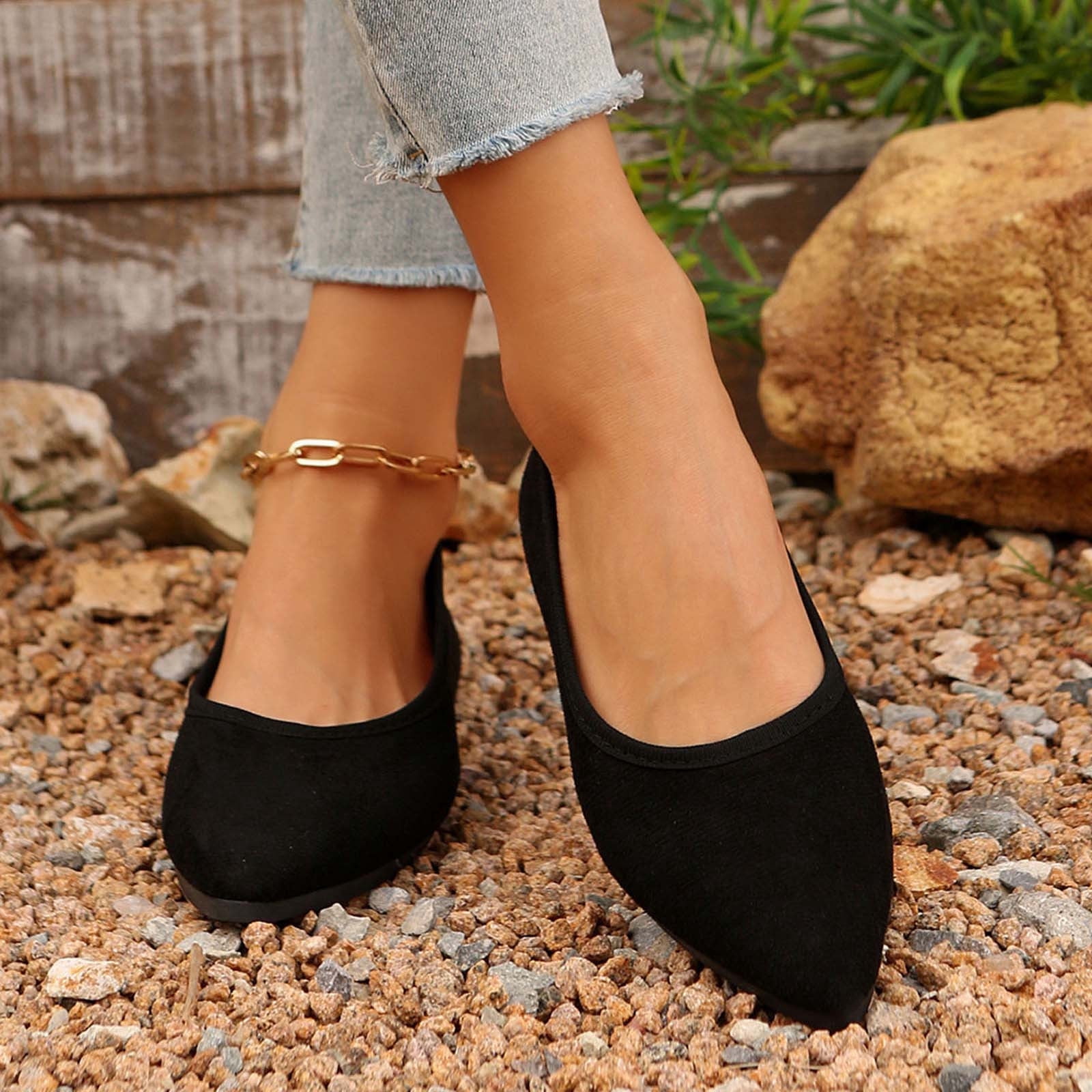 Tawop Shoes Women Womens Dress Shoes Work Shoes Flats Dress Casual Black 5.5