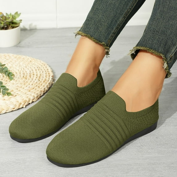 Tawop Shoes Women Womens Dress Shoes Work Shoes Flats Mesh Casual Dress Green 8.5