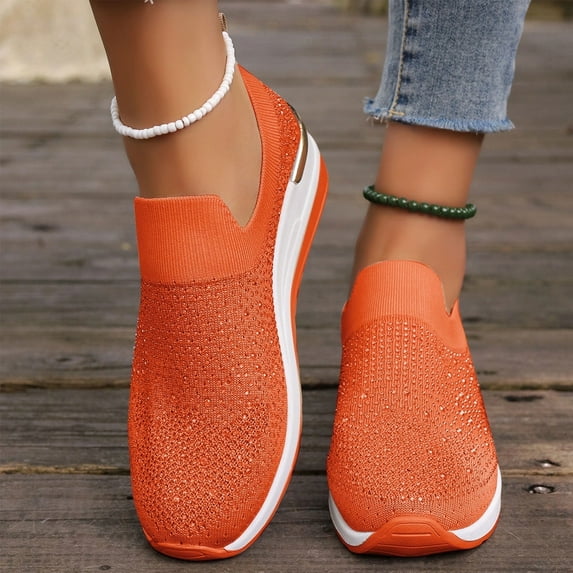 Tawop Shoes Women Womens Shoes Casual Sneaker Round Toe Orange Size 7