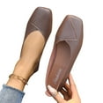thumbnail image 1 of Tawop Shoes Women Womens Shoes Walking Work Flat Leather Square Toe Brown Size 4.5, 1 of 6