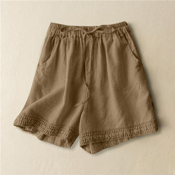 Tawop Shorts Women Ladies Shorts High Waist Drawstring Solid XXL