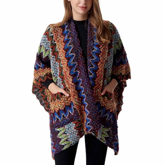 Tawop Sweaters for Women Chunky Knit Shawl Warps Cozy Bohemian Colorful Cover Blouses Tops