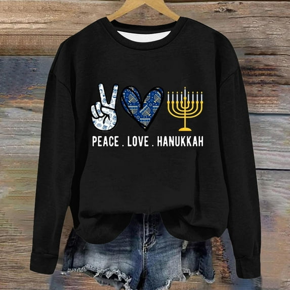 Tawop Sweatshirt Tops Sweatshirts for Women Crew Neck Long Sleeve Pullover Graphic Black S