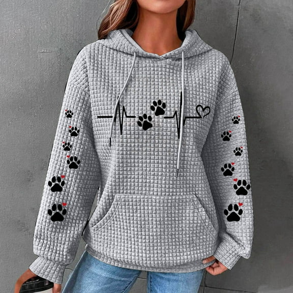 Tawop Sweatshirt Tops for Women Womens Sweatshirts Crew Neck Long Sleeve Pullover Hoodies Graphic Heart Dog Gray 2XL