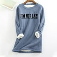 thumbnail image 1 of Tawop Sweatshirts Pullovers Tops for Women Sweatshirt Crew Neck Long Sleeve Warm Fleece Graphic Letter Heavyweight Blue M, 1 of 3