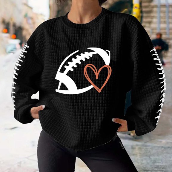 Tawop Sweatshirts Pullovers Womens Top Sweatshirts for Women Crew Neck Long Sleeve Graphic Solid Hoodless Black M