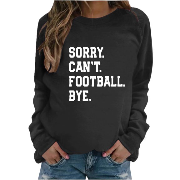 Tawop Sweatshirts Pullovers Womens Tops Womens Sweatshirts Crew Neck Long Sleeve Graphic Letter Black L