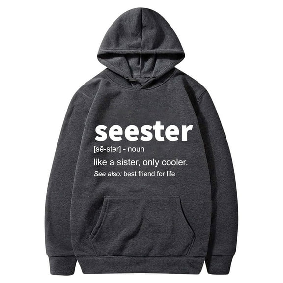 Tawop Sweatshirts for Women Tops Sweatshirt Fleece Hoodies Pockets Graphic Letter Coats Dark Gray 2XL