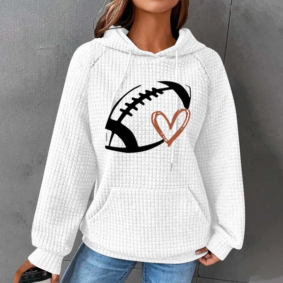 Tawop Sweatshirts for Women Tops Womens Sweatshirts Long Sleeve Hoodies Pockets Graphic White XL