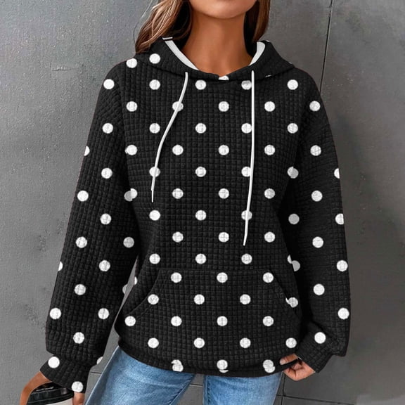 Tawop Sweatshirts for Women Tops for Women Sweatshirt Long Sleeve Hoodies Pockets Graphic Black XL