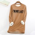 thumbnail image 1 of Tawop Sweatshirts for Women Women Tops Womens Sweatshirts Crew Neck Long Sleeve Warm Fleece Graphic Letter Heavyweight Khaki L, 1 of 3