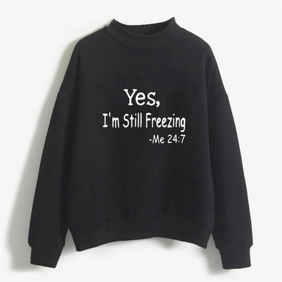 Tawop Sweatshirts for Women Women Tops Womens Sweatshirts Long Sleeve Graphic Solid Letter Hoodless Black S