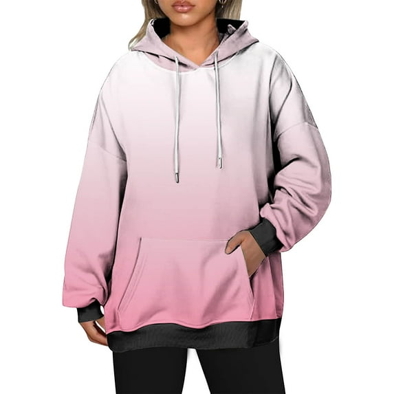 Tawop Sweatshirts for Women Womens Top Womens Sweatshirts Long Sleeve Hoodies Drop Shoulder Pink S