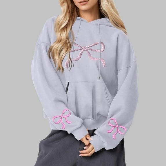 Tawop Sweatshirts for Women Womens Top Womens Sweatshirts Long Sleeve Hoodies Graphic Casual Gray 2XL