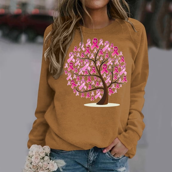 Tawop Sweatshirts for Women Womens Tops Womens Sweatshirts Crew Neck Long Sleeve Graphic Khaki XL