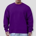 thumbnail image 1 of Tawop T Shirts for Man Crew Neck Long Sleeve Pullover Solid Purple S, 1 of 6