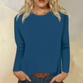 thumbnail image 1 of Tawop T Shirts for Women Womens Tee Shirts Round Neck Long Sleeve Solid Comfort Blue M(Us:6), 1 of 5