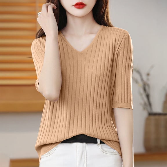 Tawop T Shirts for Women Womens Tee Shirts Short Sleeve Solid Loose Summer V Neck Pullover Tank Hooded Gold S