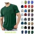 thumbnail image 1 of Tawop Mens Shirts Tees Short Sleeve Crew Neck Cotton Pockets Sport Business Men Shirts Army Green Size M-5XL, 1 of 5