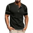 thumbnail image 1 of Tawop Mens T Shirts Tawop Tees Short Sleeve Crew Neck Pullover Buttons Shirts for Men Black Size M-5XL, 1 of 7