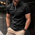 thumbnail image 1 of Tawop Polo Shirts for Men Mens Shirts Tawop Tees Short Sleeve Pockets Relaxed Zip Solid Color Mens Shirts Casual Black Size M-5XL, 1 of 6