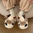 thumbnail image 1 of Tawop Womens Tennis Shoes Cow Slippers for Women Men Cute Cow Slides Indoor Fuzzy Cow Print Slippers Kawaii Slippers Outdoor White Size 6.5, 1 of 8