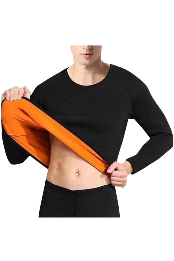 Thermal Underwear for Men Fleece Warm Crewneck Long Sleeves Tops Base Layer Outfits