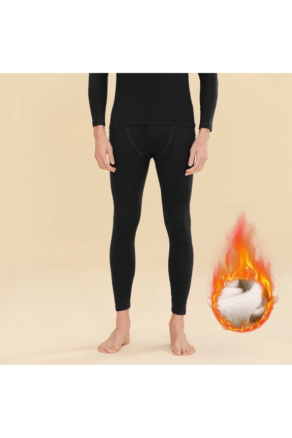 Thermal Underwear for Men Fleece Warm Thick Wool-Like Lined Bottom Outfits Base Layer Pants