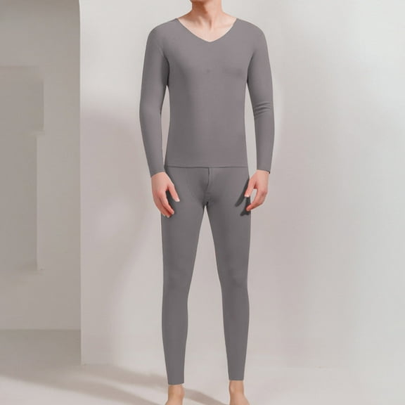 Tawop Thermal Underwear for Men Long Johns Warm Crewneck Top and Bottom Set Base Layer Outfits