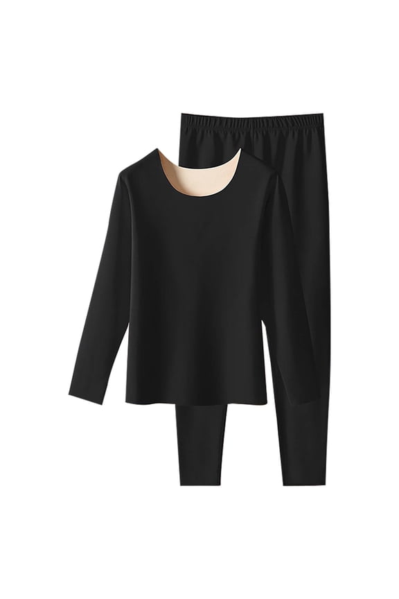 Thermal Underwear for Women Fleece Lined Seamless High Strechy Warm Long Johns Crewneck Top and Bottom Set Base Layer Outfits