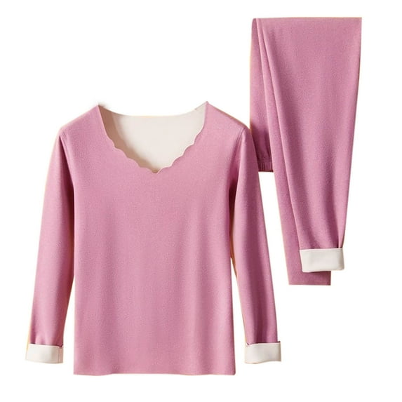 Tawop Thermal Underwear for Women Fleece Lined Seamless High Strechy Warm Long Johns Crewneck Top and Bottom Set Base Layer Outfits