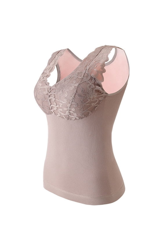 Thermal Underwear for Women Lace Fleece Lined Seamless Warm Winter Outfits Tops Base Layer Fall Clothing