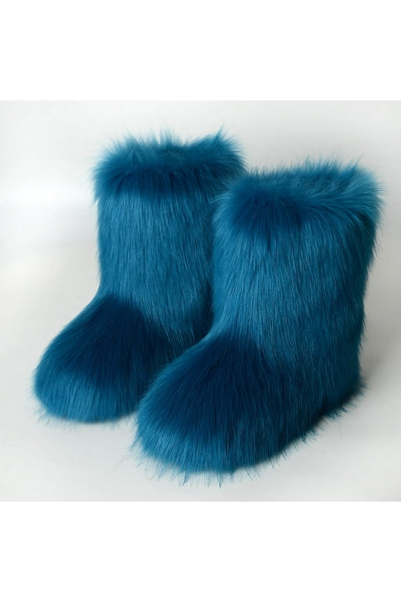 Thursday Boots Women, Fashion Color Imitation Animal Boots Plus Cashmere Boots Snow Boots Ladies Boots Square Toe Boots For Women