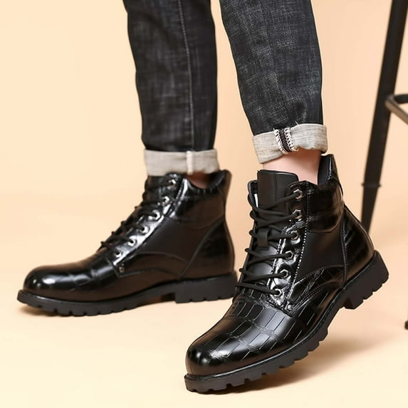 Tawop Thursday Boots Women,Vintage Imitation Leather Men'S Boots Leather Shoes Fashionable Men'S Middle Top Boots Men Rain Boots For Women Women'S Boots
