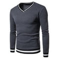thumbnail image 1 of Tawop Tshirts Shirts for Men Long Sleeve V Neck Solid Casual Dark Gray XL, 1 of 7
