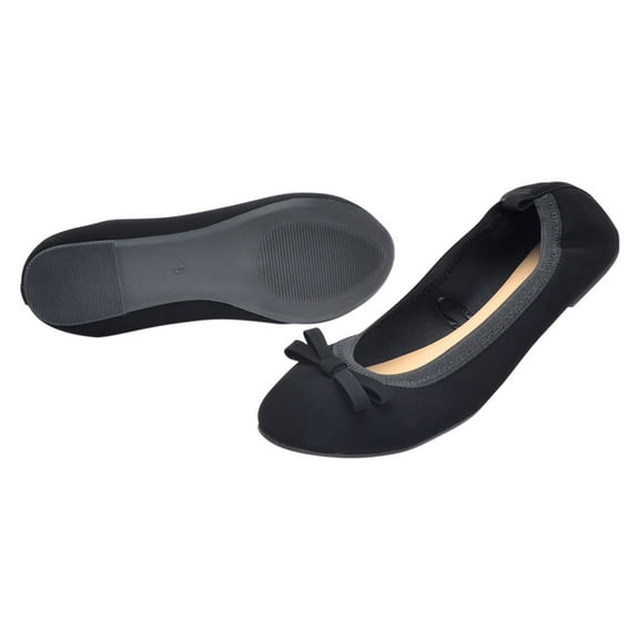 Tawop Women Shoes Walking Shoes Women Comfort Flat Round Toe Black Size 5.5