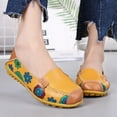 thumbnail image 1 of Tawop Walking Shoes Women Fashion Women Ankle Strap Summer Printing Slip-On Flats Shose Yellow Size 7.5, 1 of 9