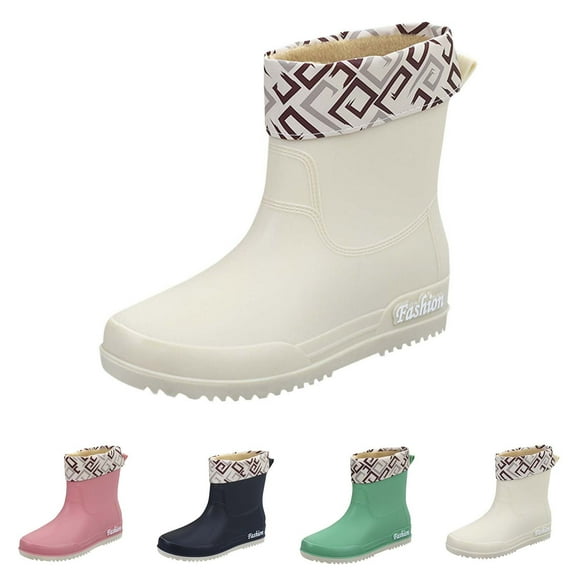 Tawop Water Shoes for Women Slip Resistant Waterproof Boots Buckle Rain Shoes Brown Size 6