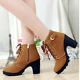 thumbnail image 1 of Tawop White Boots, Boots Retro Thick Heel High Heel Shoes Boots Plus Size Lace Up Boots Tall Boots For Women Winter Boots For Women Waterproof Snow, 1 of 5